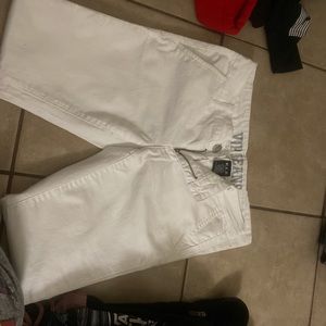 low cropped white jeans